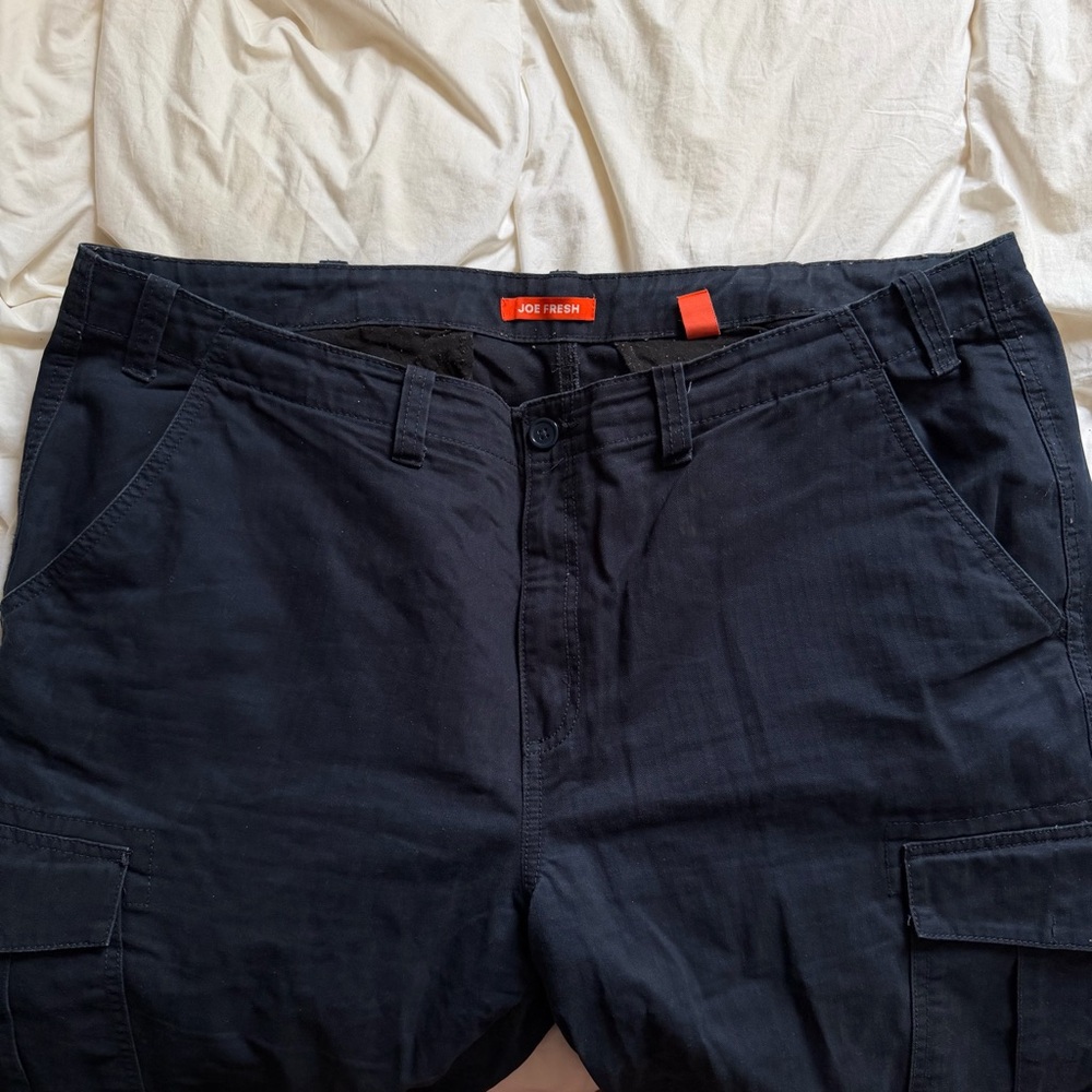 Joe Fresh Navy Dark Blue Cargo Pants Straight Leg Workwear Utility Streetwear